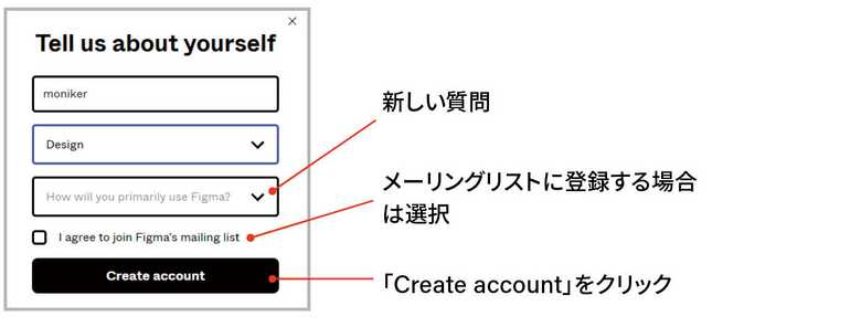 「Create account」をクリック